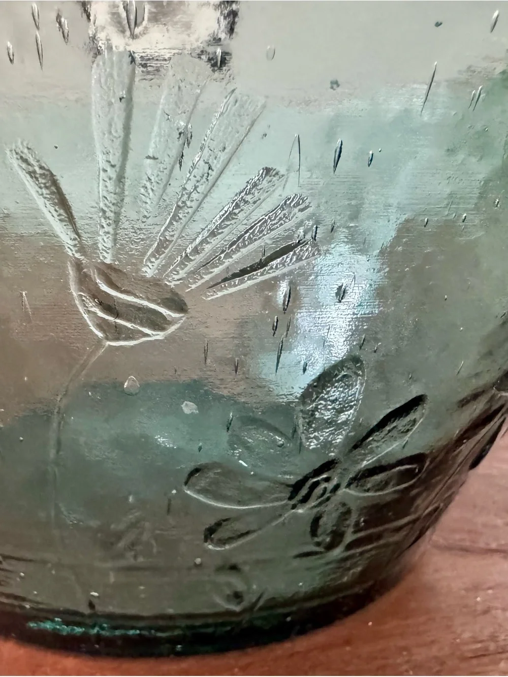 TAG Bubble Glassware Collection 10” Serving Bowl Flowers Retro Aqua Green
